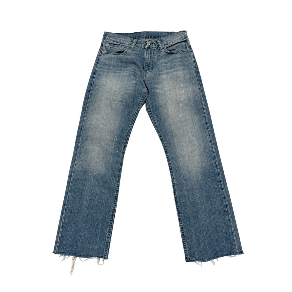 Levi's 514 Womens Blue Distressed Denim Raw Hem Streetwear Straight Jeans 29x28